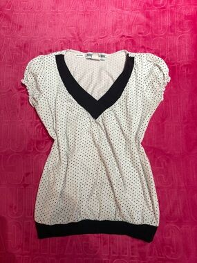 Y2K Girl Weavers Black & White Polka Dot Babydoll Top
